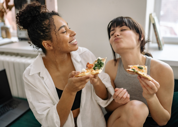 girls enjoying lunch